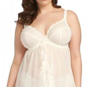 Elomi Maria Underwire Chemise Babydoll Style 8501, US 40G, Cream